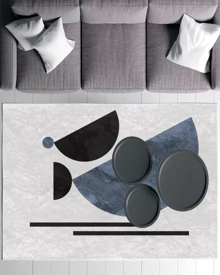 Renkli Bohem Şekiller Modern Salon Halısı