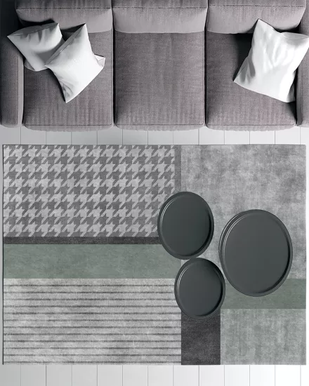 Kaz Ayağı Desenli Modern Salon Halısı