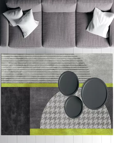 Kaz Ayaklı Gold Detaylı Modern Salon Halısı