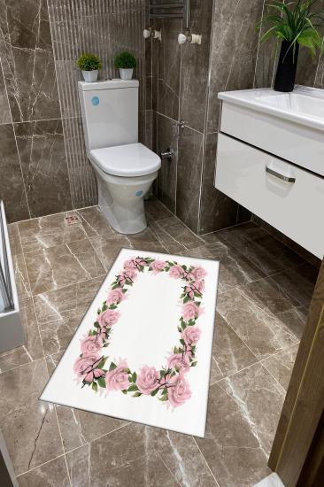 Pembe Güllü Kalın Klozet Takımı