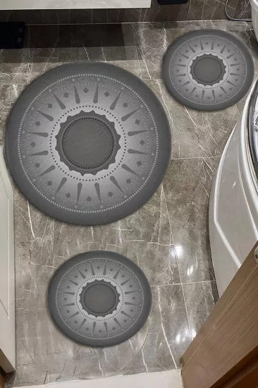 Evperest Premium Gri Tonları Banyo Paspas Seti Kalın Kalite