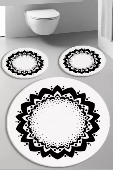 Evperest Premium Siyah Beyaz Banyo Paspas Seti Kalın Kalite