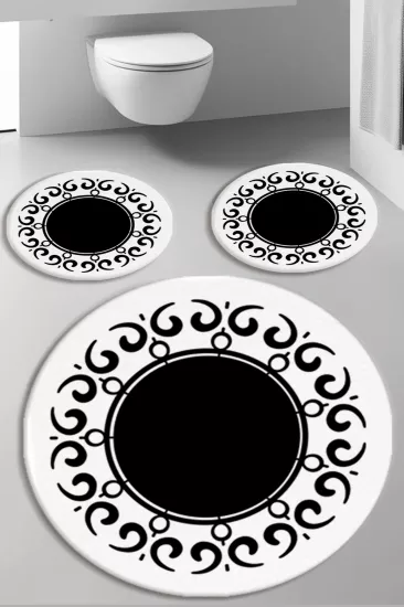 Evperest Premium Siyah Beyaz Banyo Paspas Seti Kalın Kalite