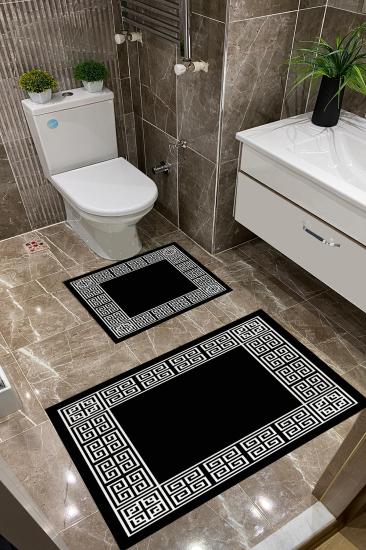 Siyah Beyaz Key Klozet Takımı Kalın Kalite