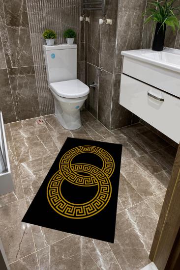Siyah Zemin Gold Key Model Kalın Klozet Takımı