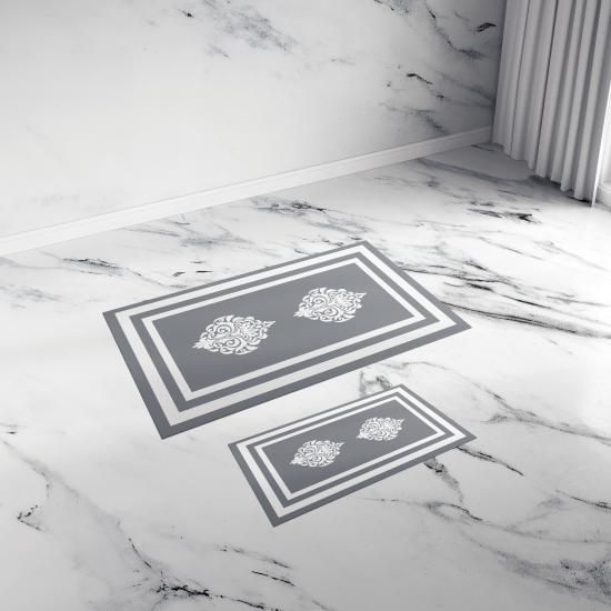 Evperest Banyo Klozet Takımı / Gri Beyaz Şerit Model