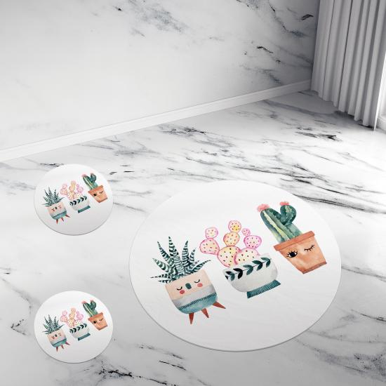 Evperest Banyo Paspas Seti / Kaktüslü Model