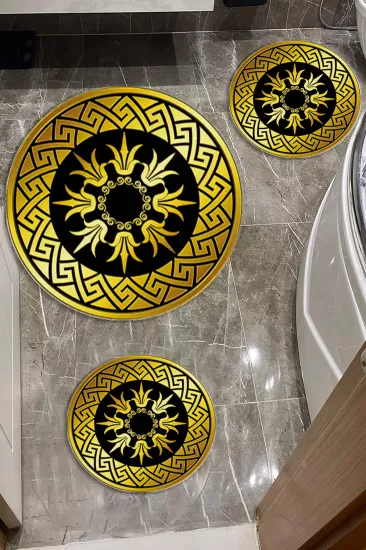 Evperest Gold Siyah Üçlü Paspas Seti