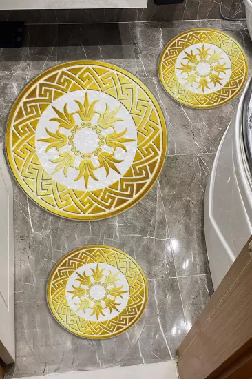 Evperest Gold Dot Taban Üçlü Paspas Seti