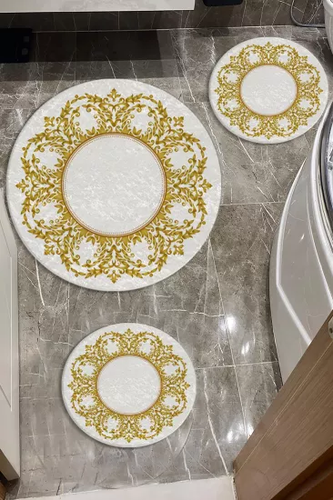 Evperest Gold Dot Taban Üçlü Paspas Seti