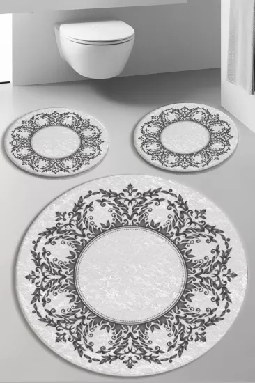 Evperest Gri Dot Taban Üçlü Paspas Seti