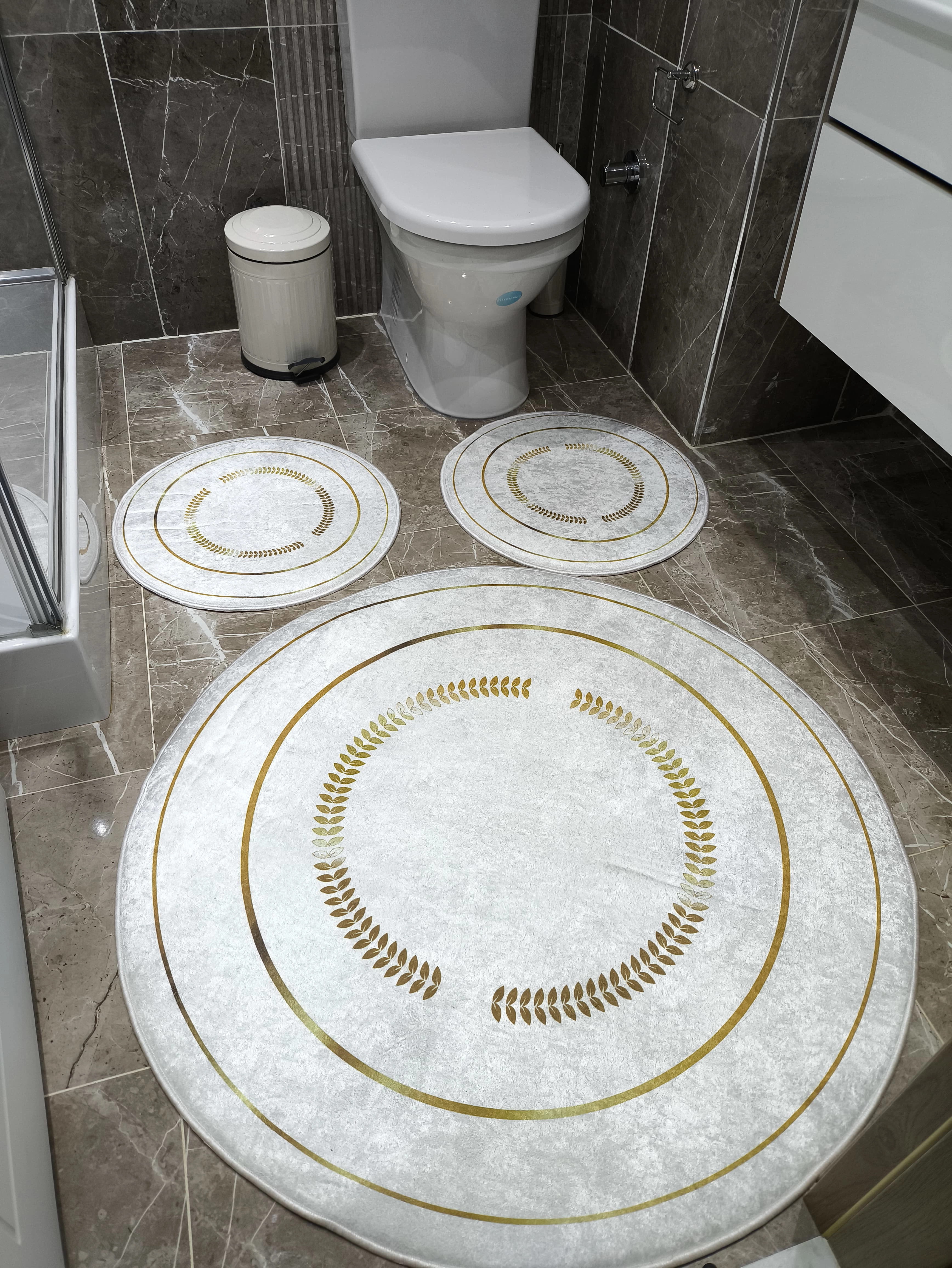Gold Banyo Paspas Seti Dot Taban-Premium Serisi